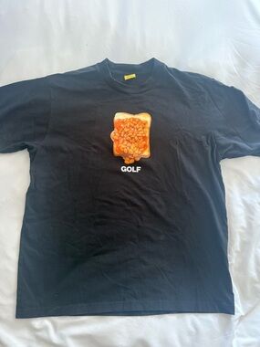 Golf Wang Black Short-Sleeve Tee with Orange Beans-on-Toast Graphic